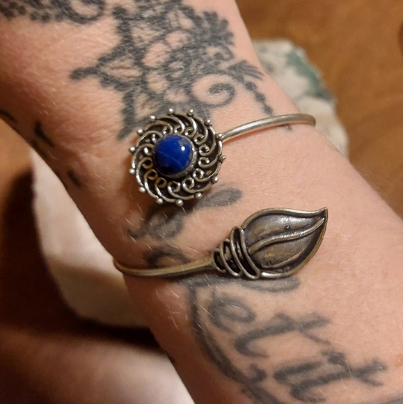 Lapis Lazuli Adjustable Bangle Bracelet - Picture 2 of 4